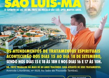 Mestre Aran, médium que recebe o Espírito de Luz do Dr Fritz há 26 anos estará de volta à São Luís
