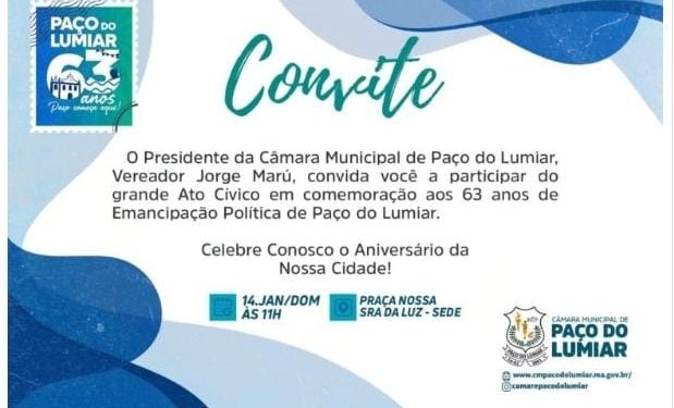 Jorge Marú Convida População a Participar de Ato Cívico no Aniversário de Paço do Lumiar